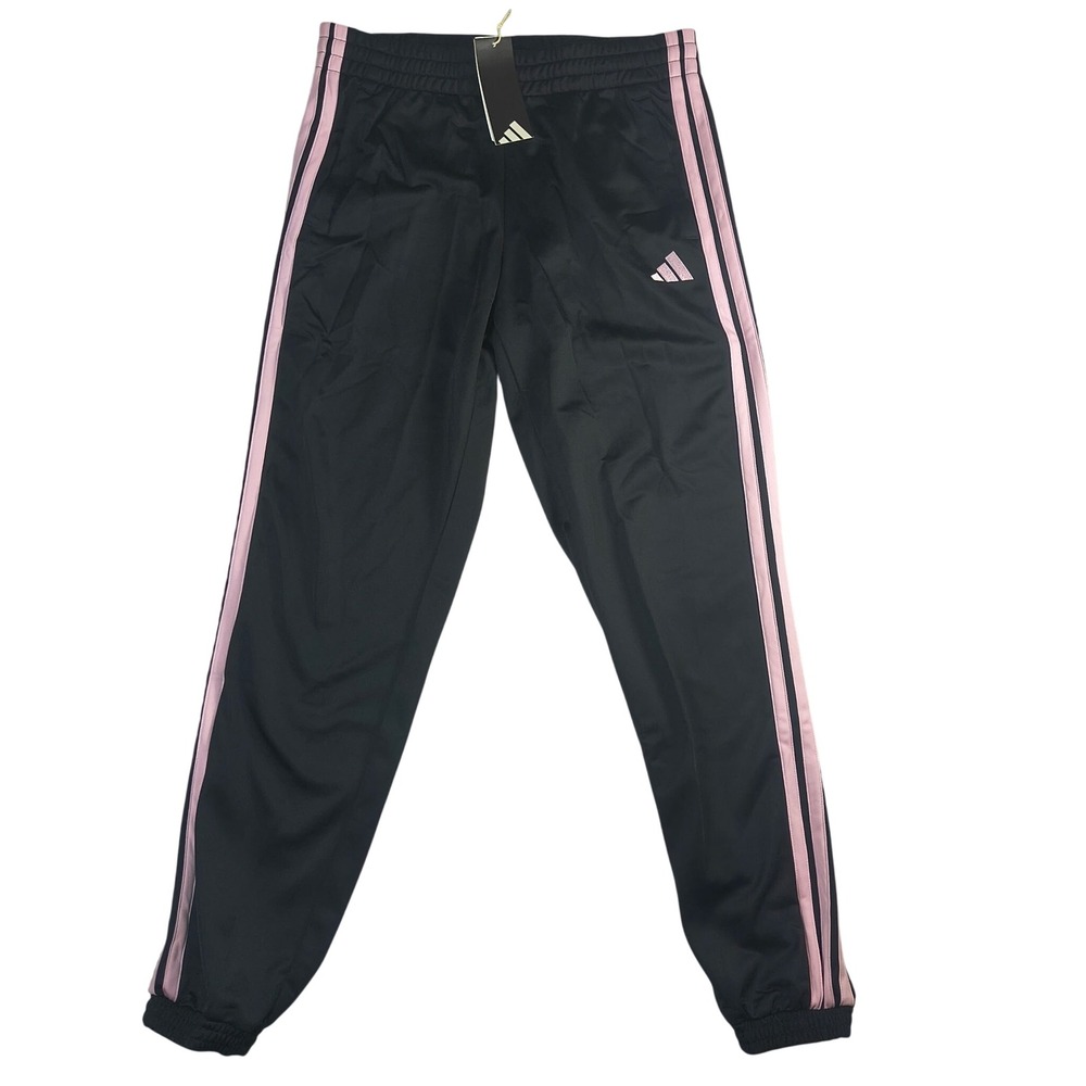adidas Tiro Track Pants Medium Black Clear Pink Stripe Joggers Athletic NWT